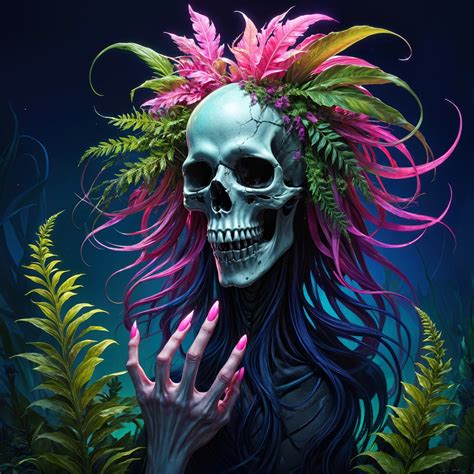 Skull Surrounded by Vibrant Foliage and Plants | Deep Dream Generator