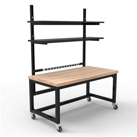 Height Adjustable Hardwood Top Mobile Workbench | Formaspace