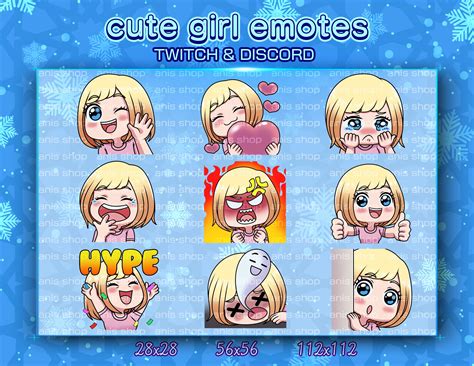 Buy Cute Girl Emotes/ Blonde Hair Chibi/ Emotes Discord/ Emotes Twitch ...