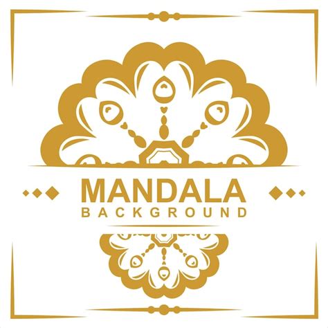 Ein gold-weißes Logo mit dem Titel-Mandala-Hintergrund. | Premium Vektor