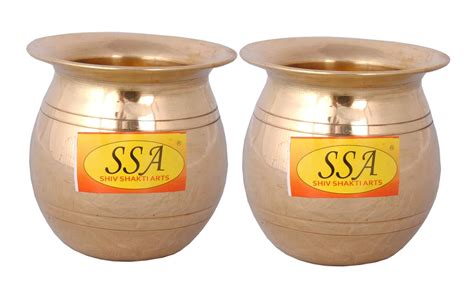 Shiv Shakti Arts® Pure Brass Small Mini Pooja Kalash | Lota | Jal Patra ...