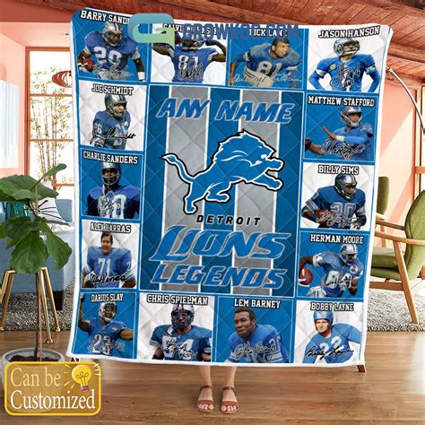Detroit Lions NFL Legends In History Personalized Fleece Blanket Quilt ...
