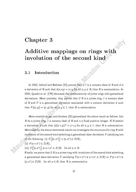 rs i ty Chapter 3: Additive Mappings on Rings with Involution of the ...