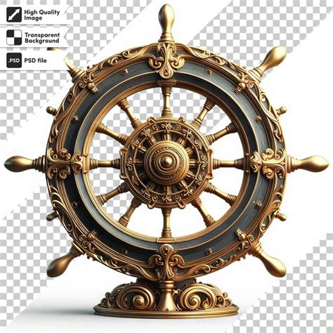Psd ship steering wheel on transparent background with editable mask ...