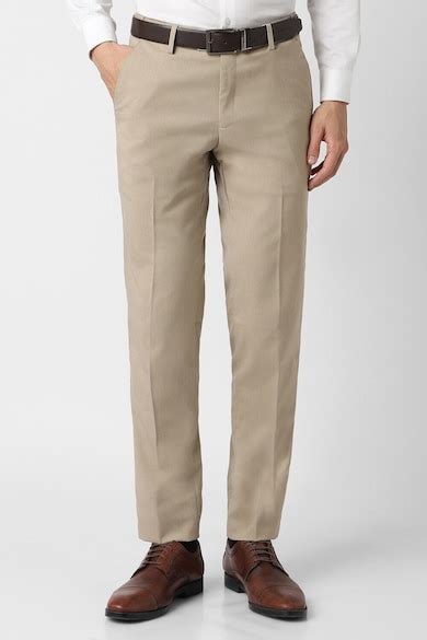 Buy Men Khaki Textured Trousers Online - 39628280 | Peter England