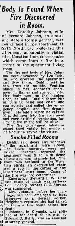 Dorothy Allen Dunphy Johnson death April 11 1944 Spokane Daily ...
