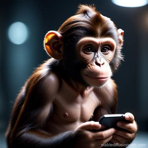 Human Transforms into Monkey via Cell Phone | Stable Diffusion Online