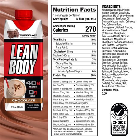 Snapklik.com : Lean Body Ready-to-Drink Chocolate Protein Shake, 40g ...