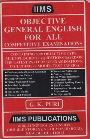 Buy IIMS OBJECTIVE GENERAL ENGLISH FOR ALL COMPETITIVE EXAMINATIONS BY ...