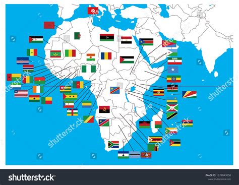 World Flags Displayed By Continent Stock Illustration 1674843058