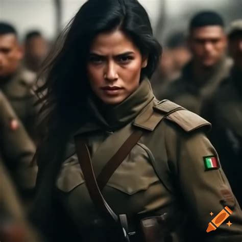 Courageous Mexican World War II soldier in battle on Craiyon