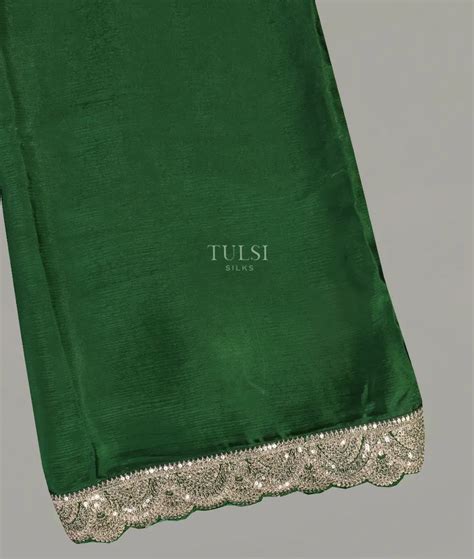 Buy Green Satin Crepe Silk Embroidery Saree T491967