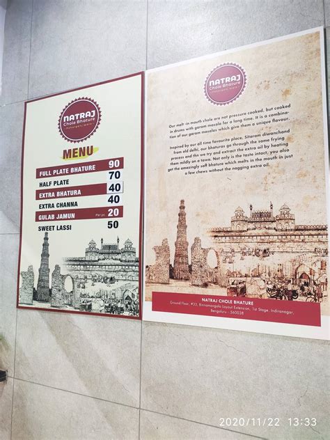 Menu at NATRAJ CHOLE BHATURE, Bengaluru, 33