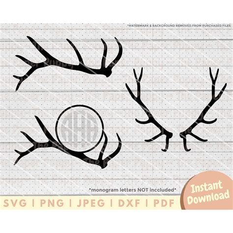 Elk Antler SVG File - PNG, PDF, Dxf, Cut File for Cutters and More - Elk Antler Instant Digital ...