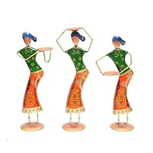 Buy OPPERSTE Industries | Lady Farmer Antique Motif Metal Showpiece Set ...