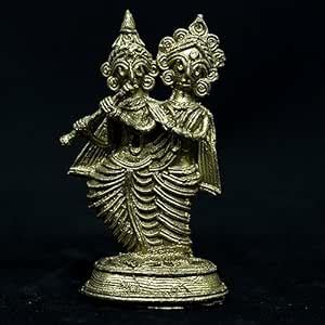 Buy Radha Krishna Brass Idol Statue murti Figurine Dokra/Dhokra Durga ...
