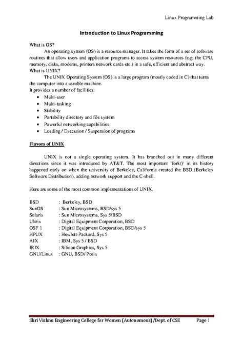 R23 II-II OS Lab Manual - UNIX Programming and Essential Commands - Studocu