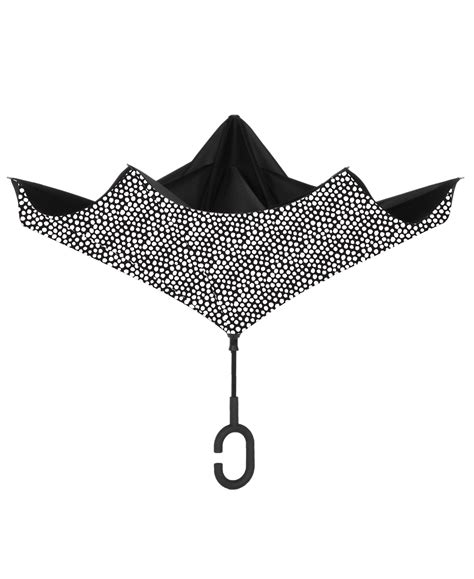 Shedrain Unbelievabrella Reverse 48" Arc Closing Stick Umbrella In Polka Dots