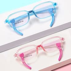 แว่นตาเด็กกรอบแว่นตา 2020 ทรงกลมสีฟ้าอ่อนป้องกันแสงสะท้อน TRmUA ...