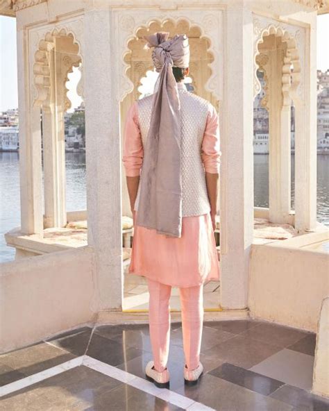 Buy Designer Beigeish Grey Jehaan Bandi set for Men
