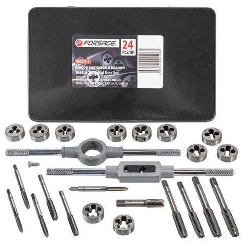 set of metric tap and die 24pcs (metric), in a metal case