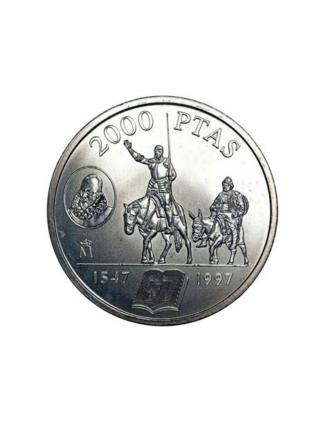 Miguel Cervantes 2000 Pesetas 1997 España Plata|Moneda|Lamasbolano.com
