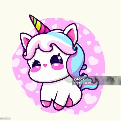 Cute Unicorn Illustration Unicorn Kawaii Chibi Vector Drawing Style Unicorn Cartoon Stock ...