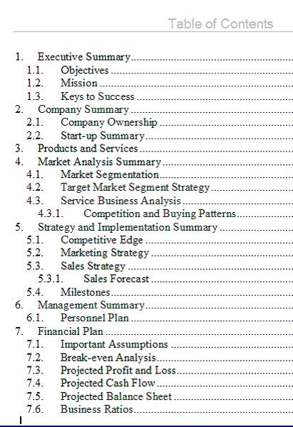 Business Plan Outline 的图像结果