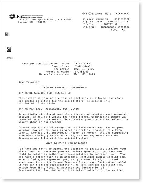 IRS Audit Letter 106C - Sample 1