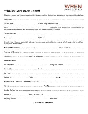 2019-2025 UK Wren Properties Tenancy Application Form Fill Online ...