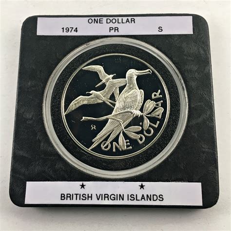 1974 British Virgin Islands $1 Proof Sterling Silver Coin*Frigate Birds ...