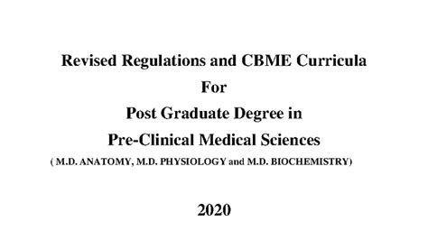 Revised CBME Regulations & Curriculum for PG Medical Degrees (M.D ...