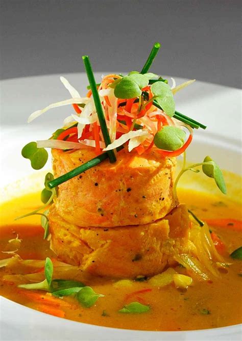 Healthy dinner recipe: Poached Salmon with orange fumet, steamed ...