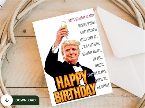 Printable Funny Trump Birthday Card, Digital Trump Happy Birthday ...