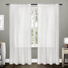 White Curtains by Tassels Winter White Applique Bordered Textured Sheer Rod White Curtains