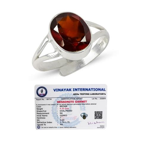 Reiki Crystal Products Natural Certified Hessonite Gomed Gemstone Ring ...