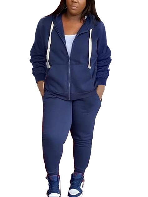 Cindysus Women Two Piece Outfit Plus Size Sweatsuit Hoodie Jogger Set ...