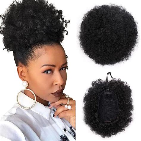 Afro Puff Clip on Synthetic Ponytail Extension for Black Women, 50gram ...