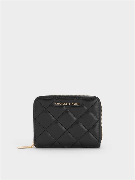 Black Alva Quilted Zip-Around Wallet - Black - CHARLES & KEITH IN