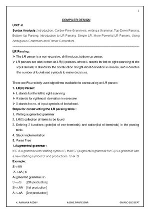 CD UNIT-1 PART 1 - Notes - COMPILER DESIGN UNIT - I Introduction: The ...
