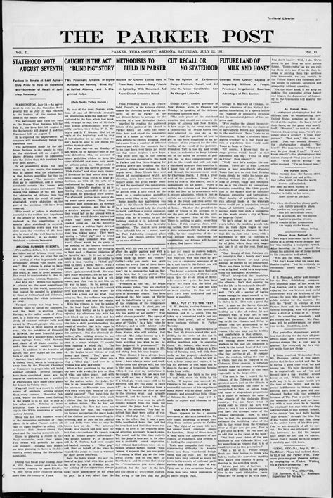 The Parker Post, 1911-07-22 | Arizona Memory Project