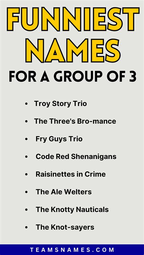 Funny Names For A Group Of 3