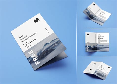 Free US Letter Half Fold Brochure Mockup PSD Set - Good Mockups