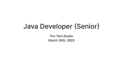 Java Developer (Senior) — Teletype