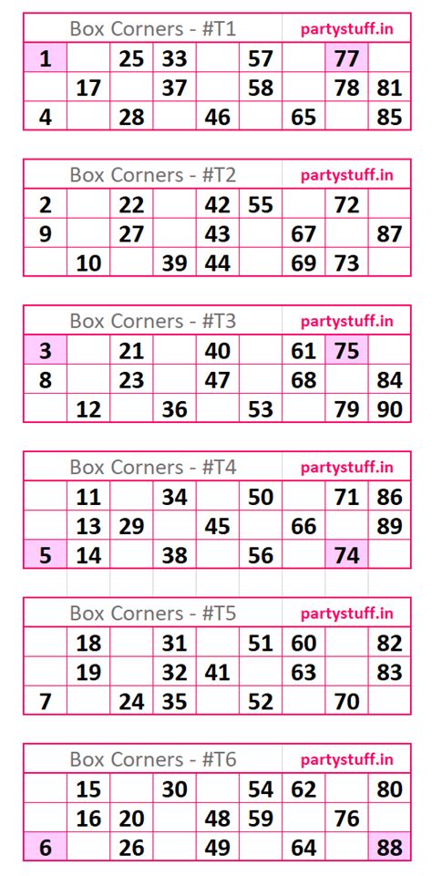 Tambola Winning Dividend Prize Patterns & Criterias