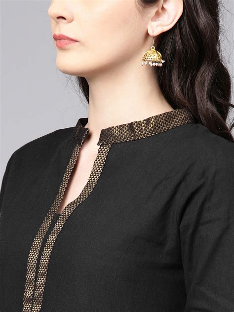 Shop Black Solid Kurta With Palazzos Online