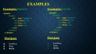 HTML List Elements Examples 的图像结果