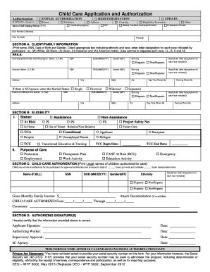 Child Care Application And Authorization Form - Fill and Sign Printable ...