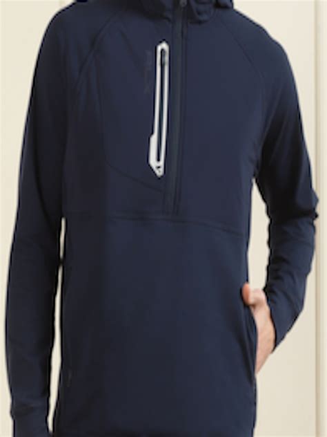 Buy Polo Ralph Lauren Men Navy Blue Pure Cotton Hooded Sweatshirt ...