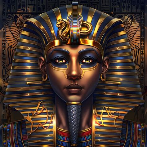 Egyptian pharaoh in majestic hyperrealistic illustration a regal gaze ...